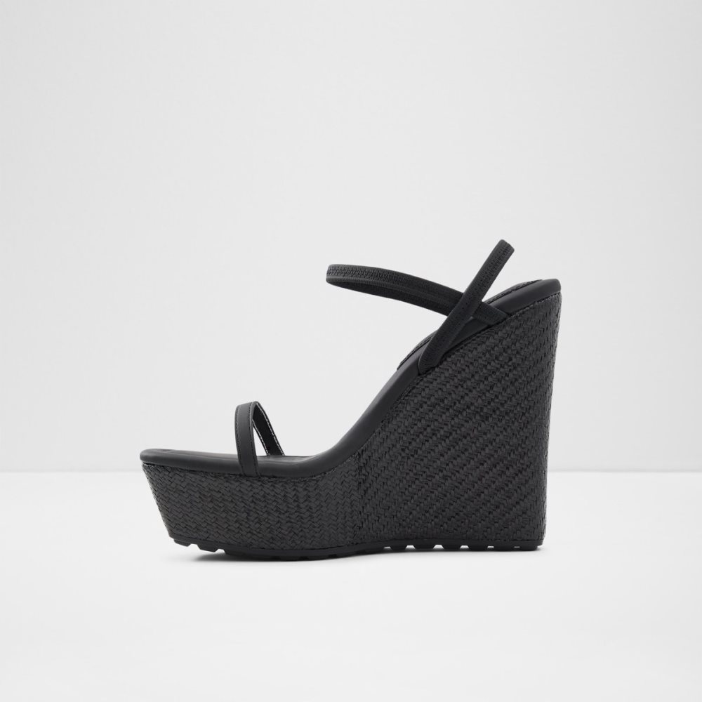 Black Aldo Bodish Wedge Sandal - Wedge Sandals | 03MSVJZEI