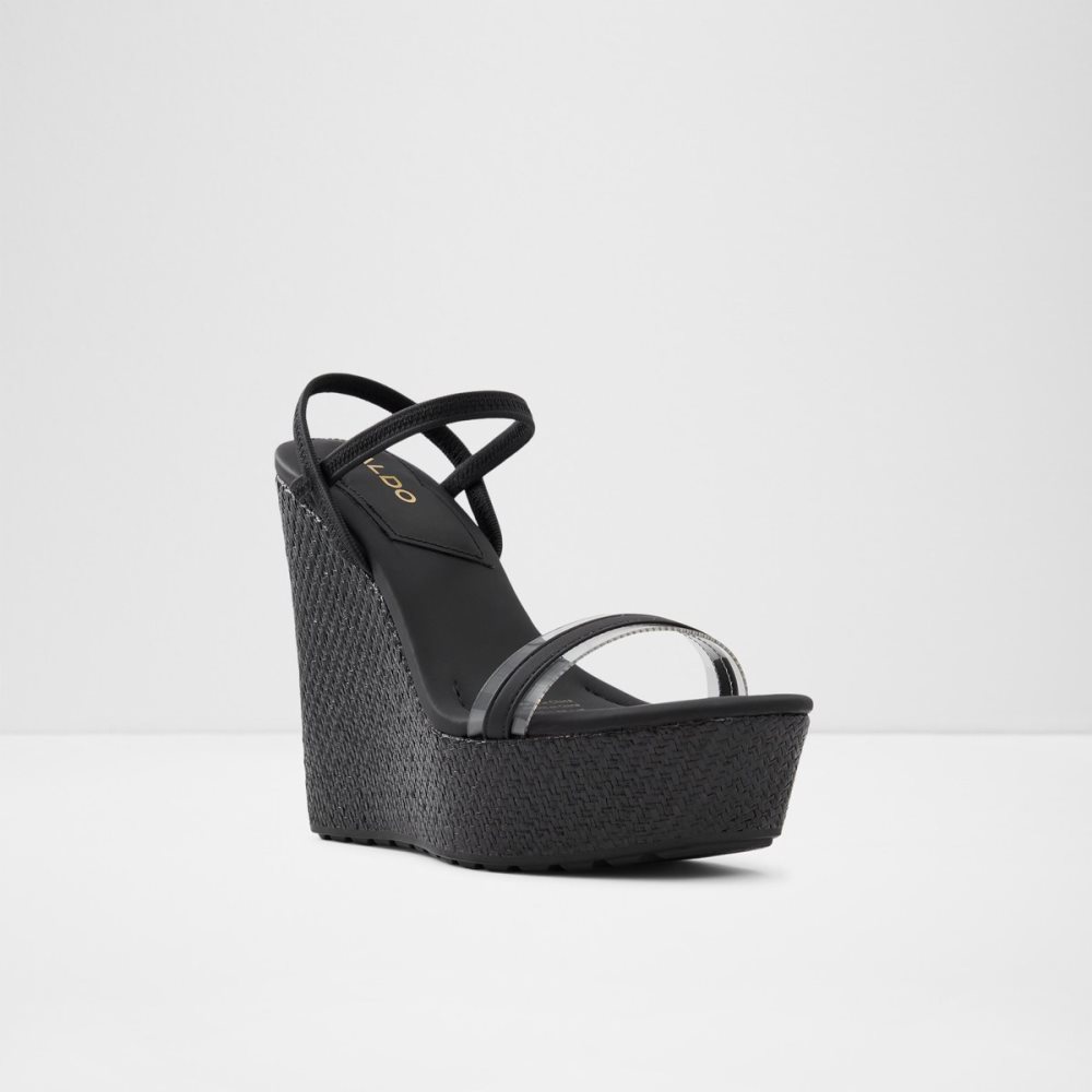 Black Aldo Bodish Wedge Sandal - Wedge Sandals | 03MSVJZEI