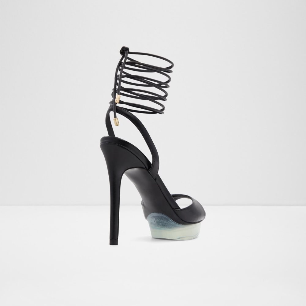 Black Aldo Bossis Heeled Sandal - Stiletto Platform Shoes | 81PGMLORN