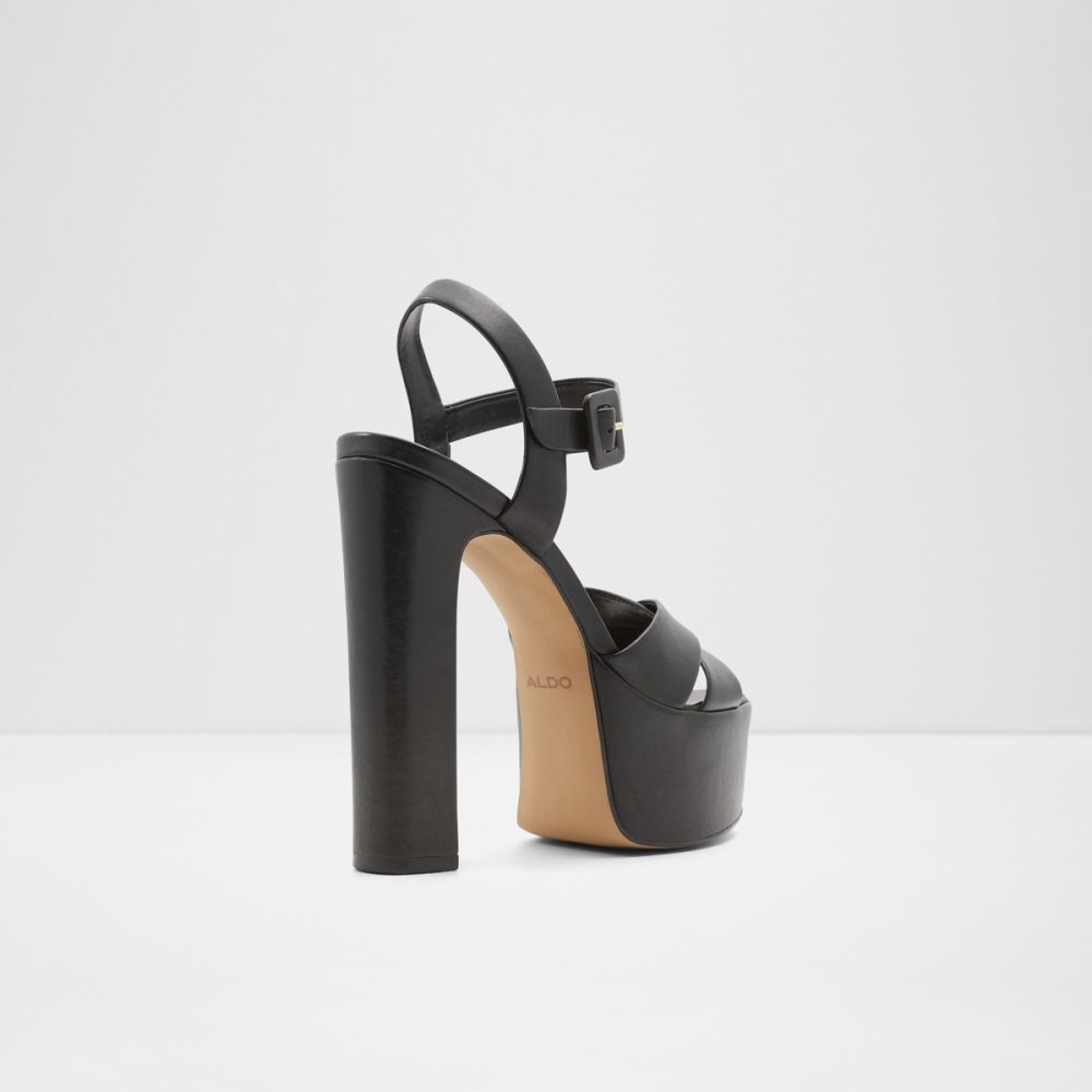 Black Aldo Camelia Strap Heeled Sandal - Plateforme Platform Shoes | 25NOLVIYQ