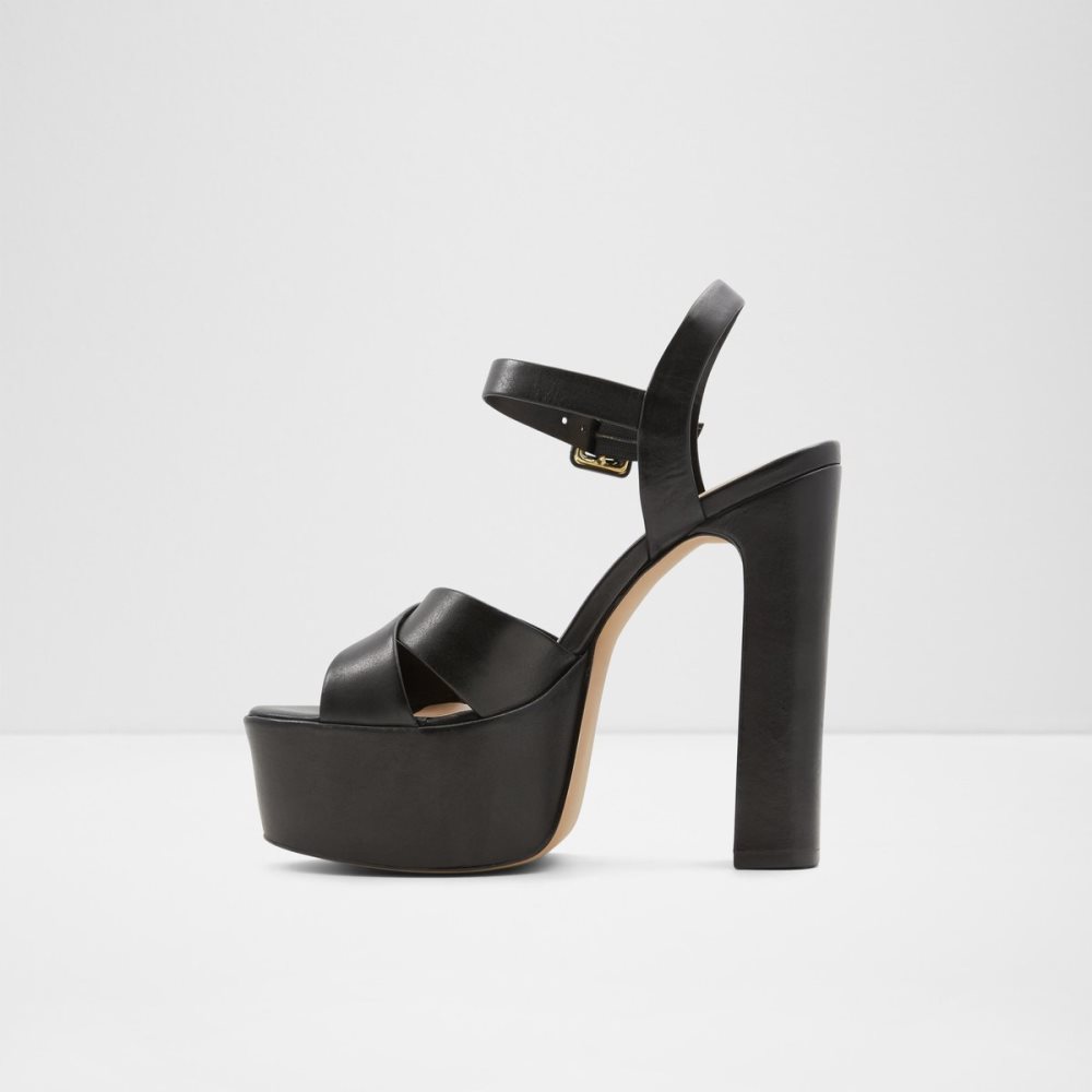 Black Aldo Camelia Strap Heeled Sandal - Plateforme Platform Shoes | 25NOLVIYQ