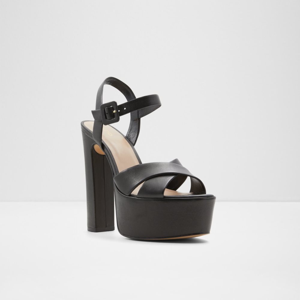 Black Aldo Camelia Strap Heeled Sandal - Plateforme Platform Shoes | 25NOLVIYQ