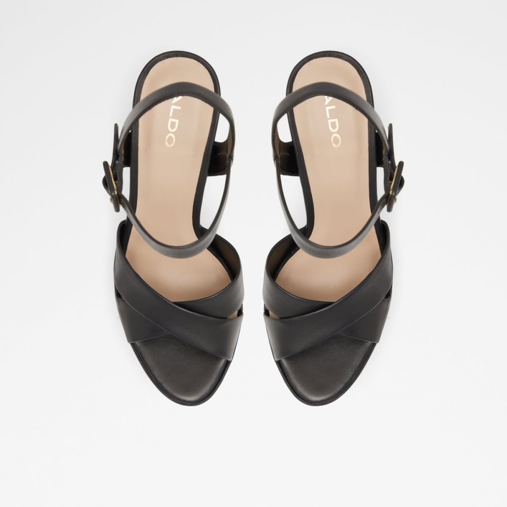 Black Aldo Camelia Strap Heeled Sandal - Plateforme Platform Shoes | 25NOLVIYQ