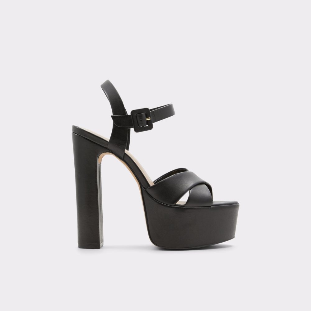 Black Aldo Camelia Strap Heeled Sandal - Plateforme Platform Shoes | 25NOLVIYQ