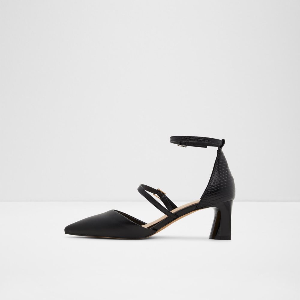 Black Aldo Collette Strappy Heeled Block Heels | 98IGFKDYV