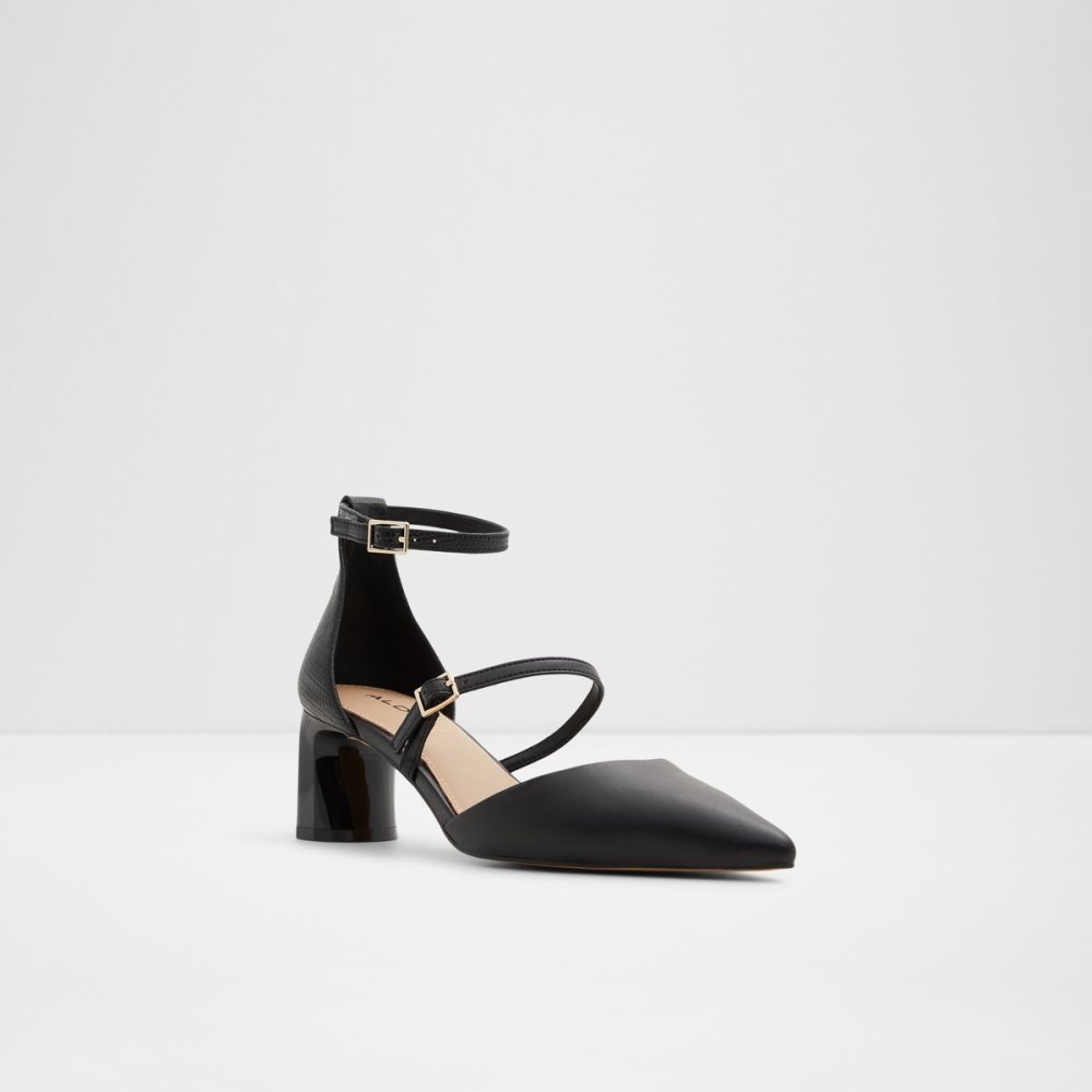 Black Aldo Collette Strappy Heeled Block Heels | 98IGFKDYV