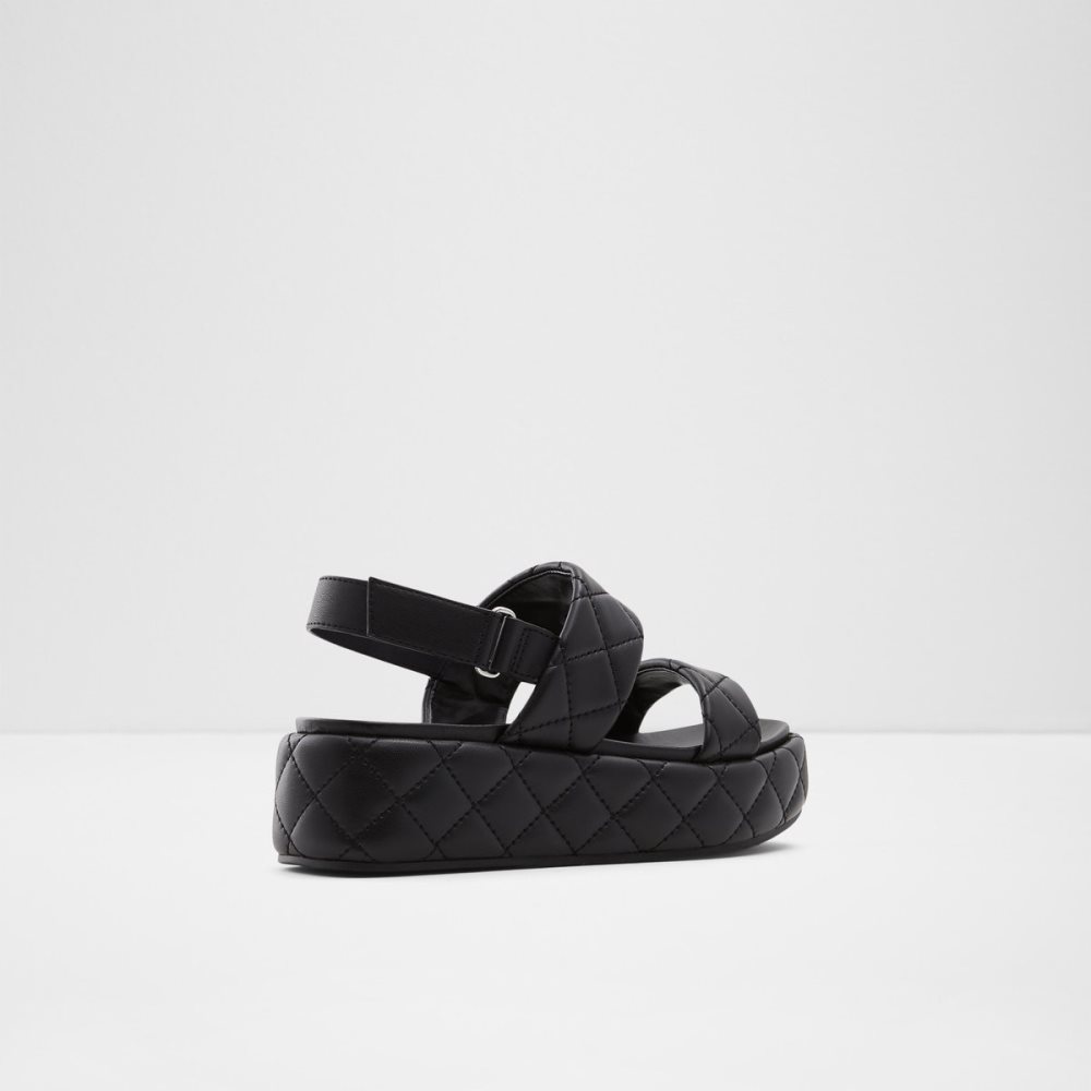 Black Aldo Cossette Wedge Sandal - Flatform Sandals | 47MXCJTZN