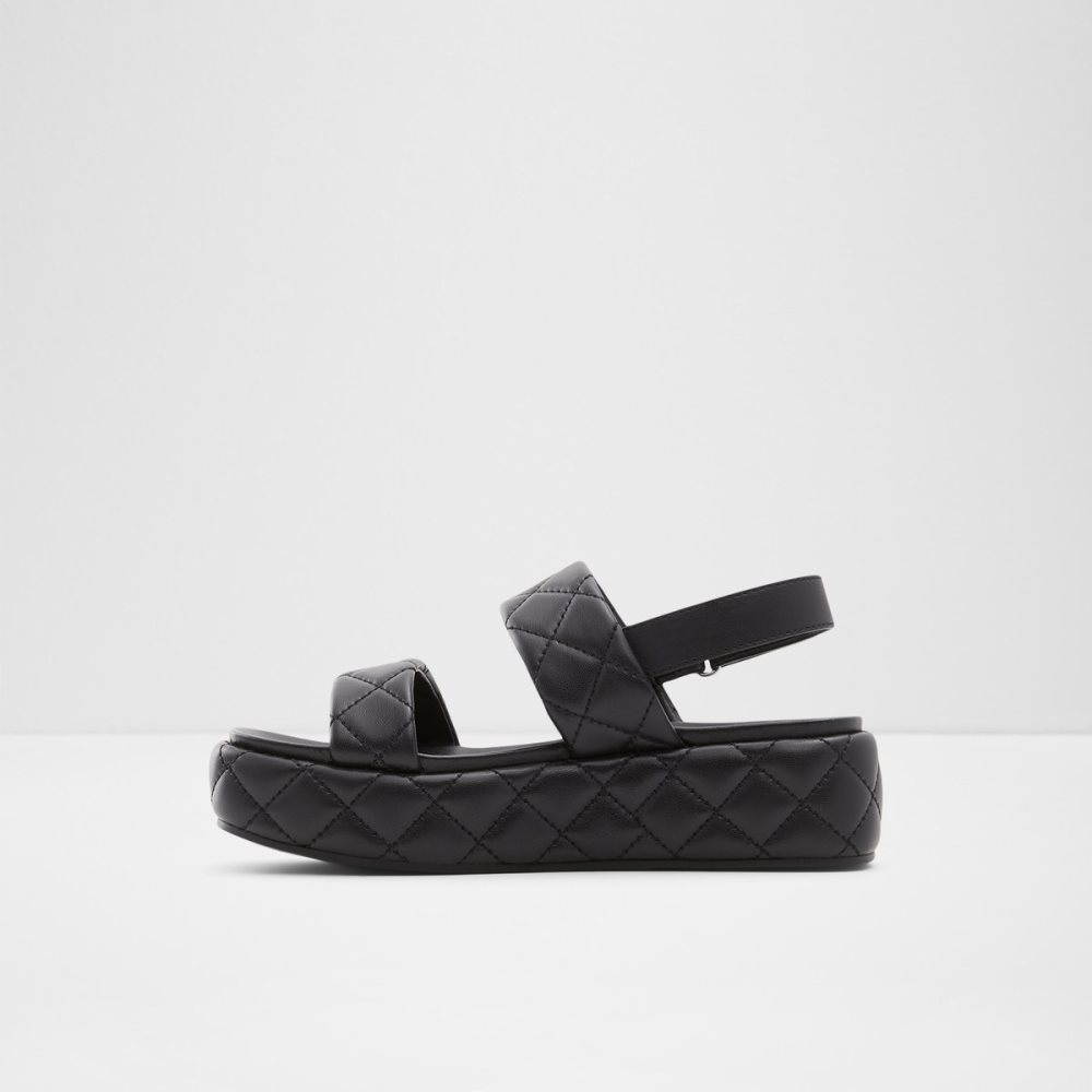 Black Aldo Cossette Wedge Sandal - Flatform Sandals | 47MXCJTZN