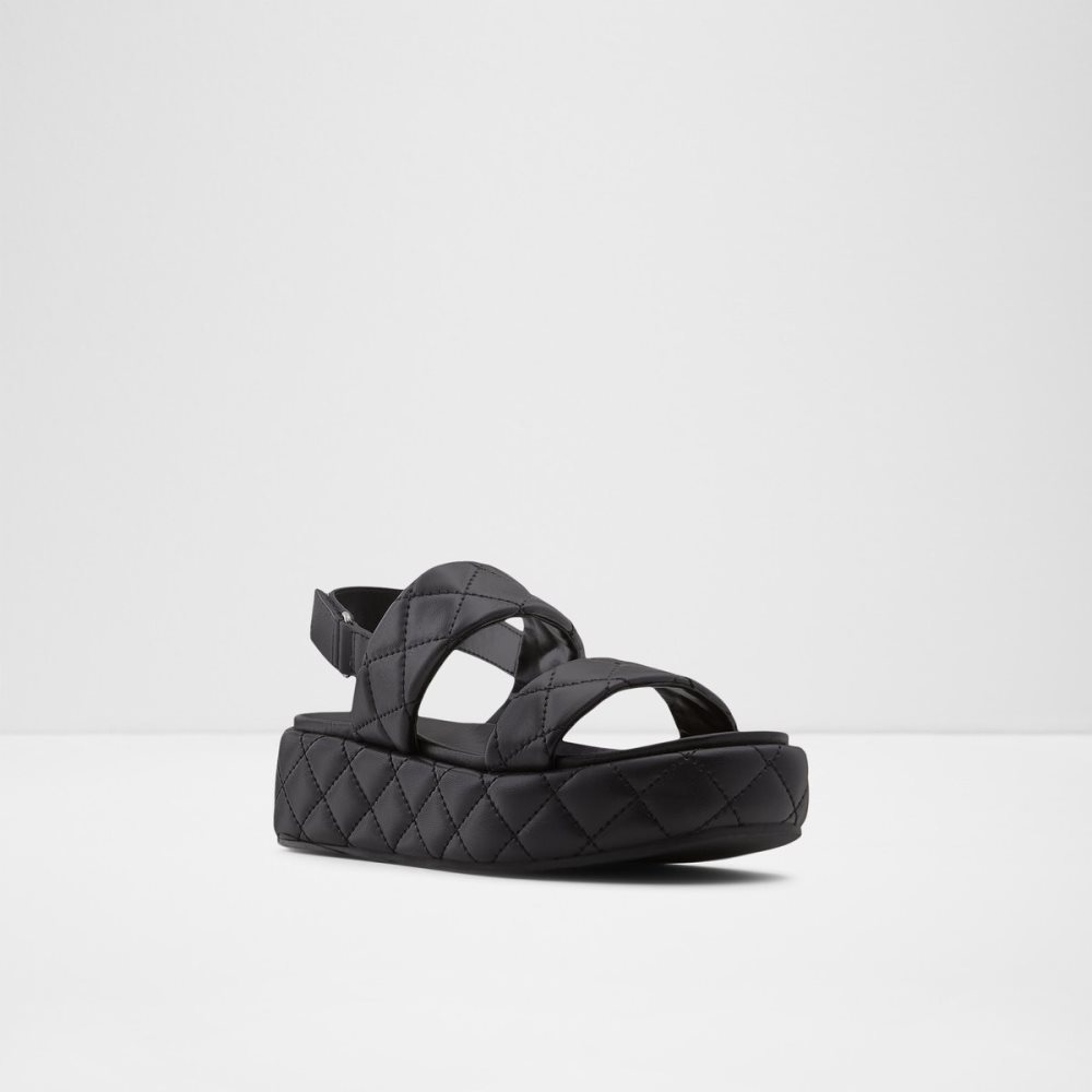 Black Aldo Cossette Wedge Sandal - Flatform Sandals | 47MXCJTZN