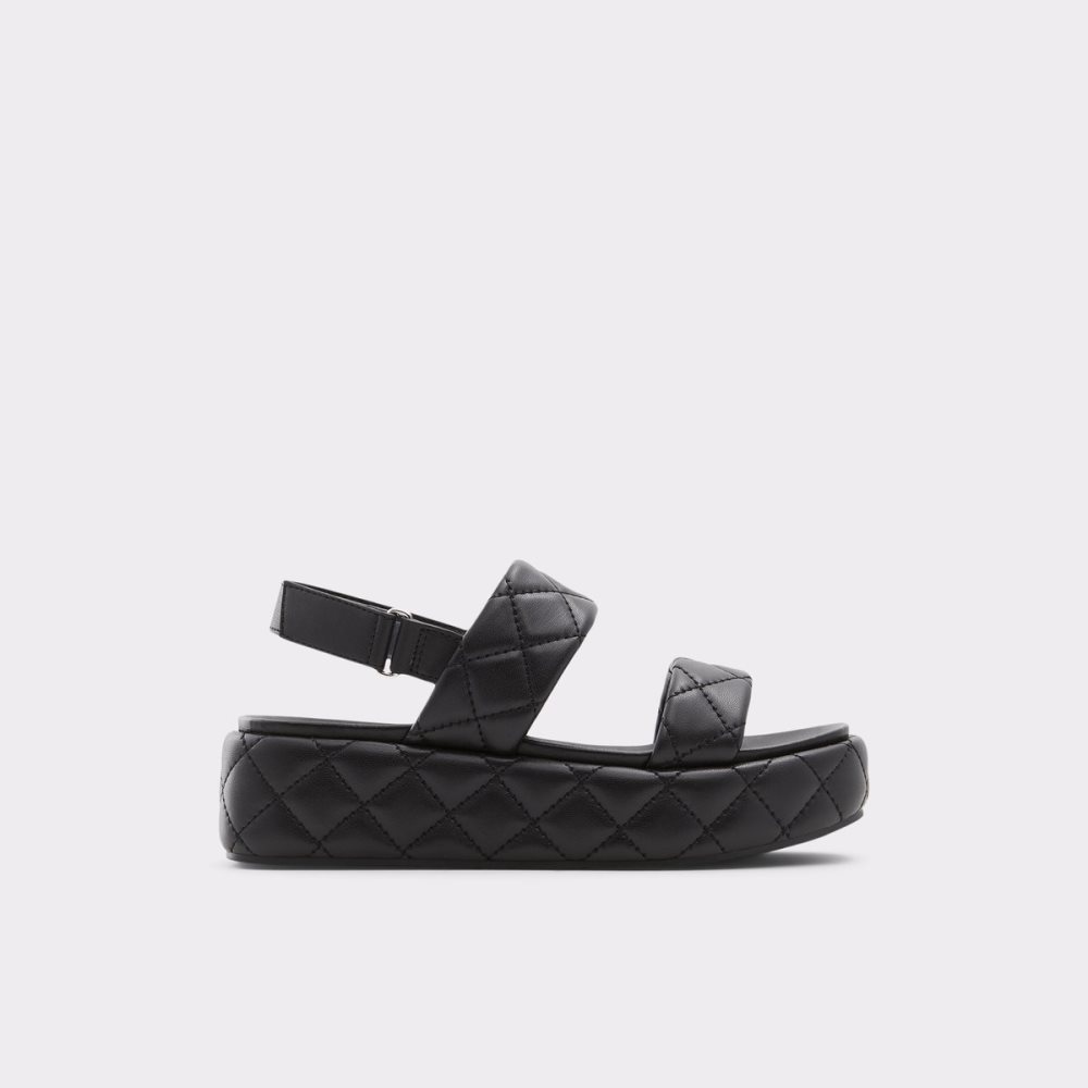 Black Aldo Cossette Wedge Sandal - Flatform Sandals | 47MXCJTZN