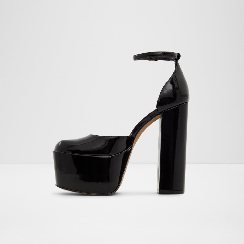 Black Aldo Craybaen Strap Heeled - Plateforme Platform Shoes | 60ZUKPYOX