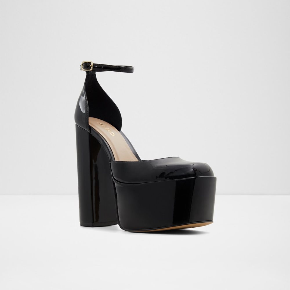 Black Aldo Craybaen Strap Heeled - Plateforme Platform Shoes | 60ZUKPYOX