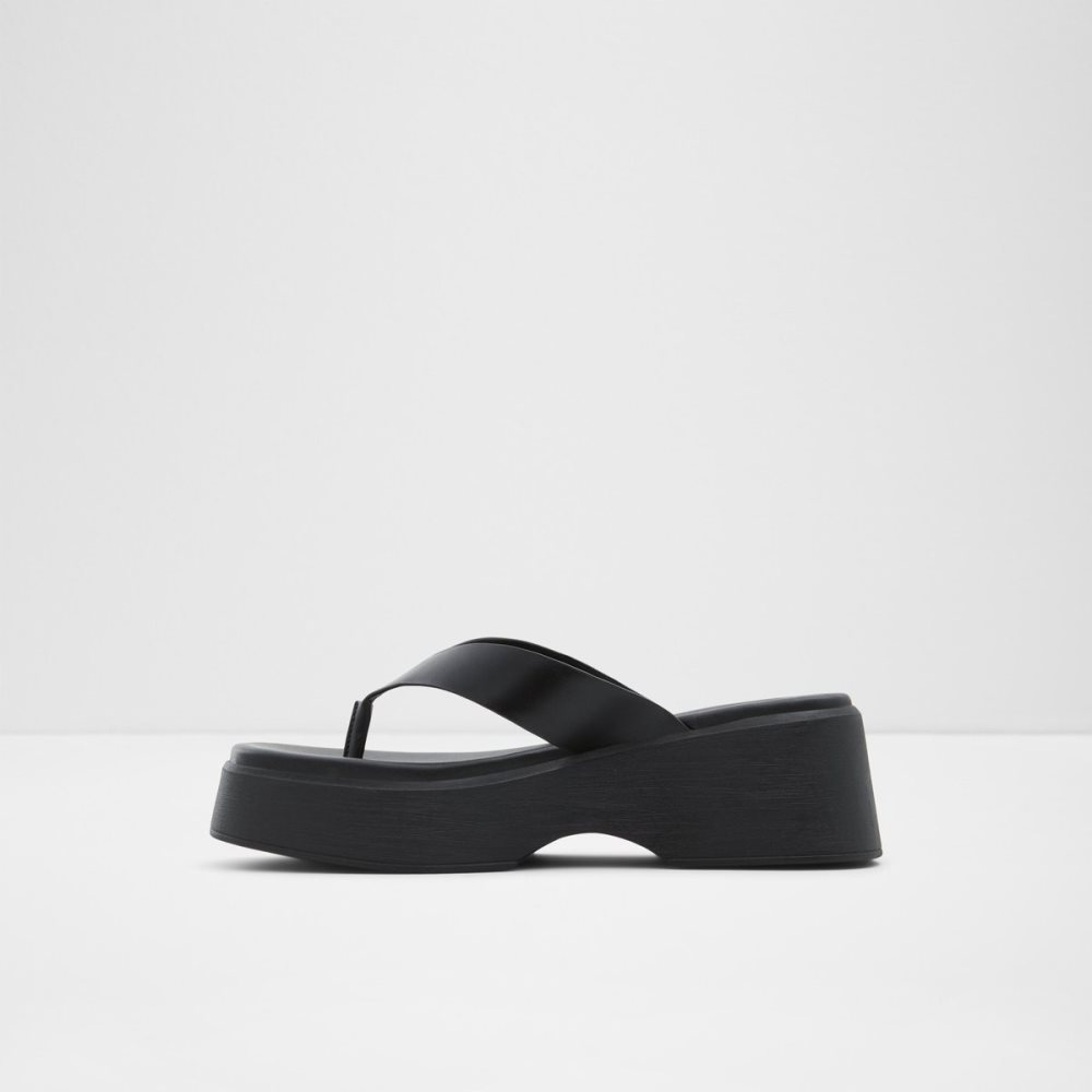 Black Aldo Delphy Thong Wedge Sandal - Flatform Sandals | 26DXAYHOR