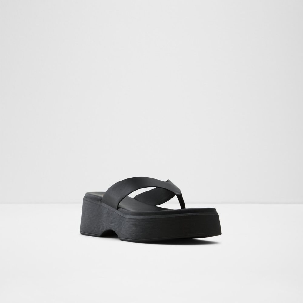 Black Aldo Delphy Thong Wedge Sandal - Flatform Sandals | 26DXAYHOR