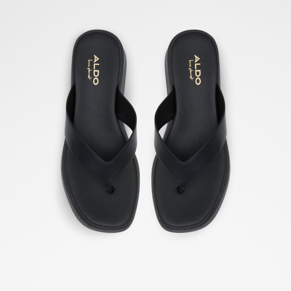 Black Aldo Delphy Thong Wedge Sandal - Flatform Sandals | 26DXAYHOR