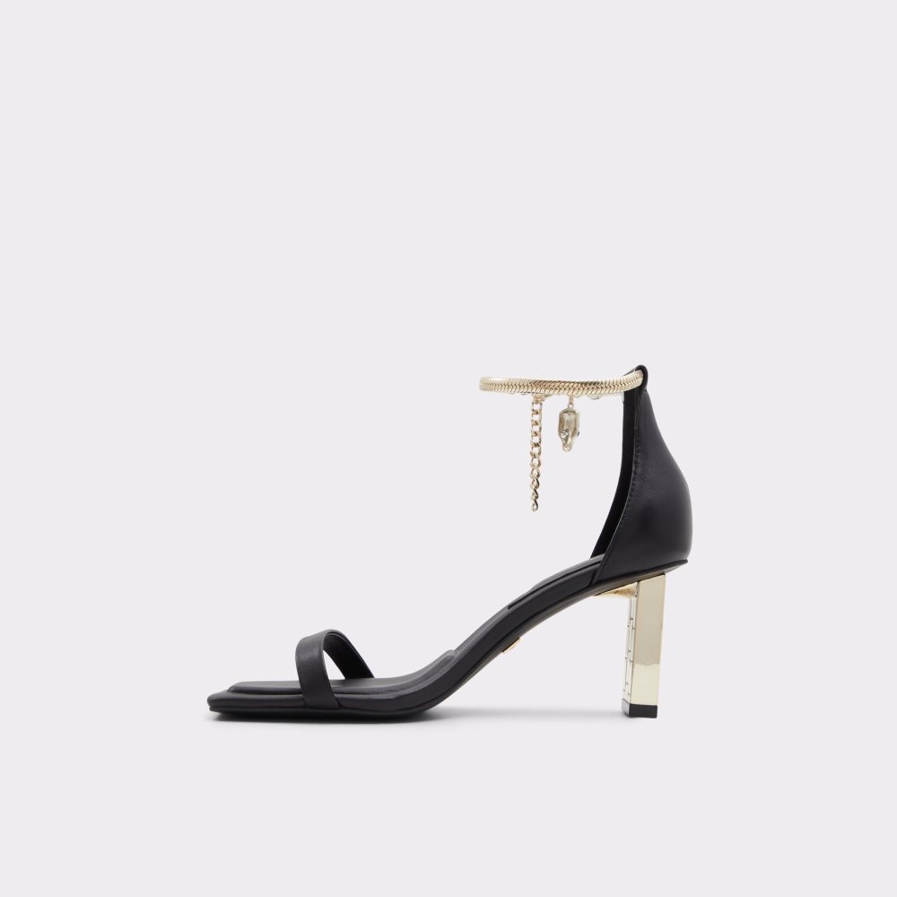 Black Aldo Dore Strap Heeled Sandal Heels | 79THCPSWK