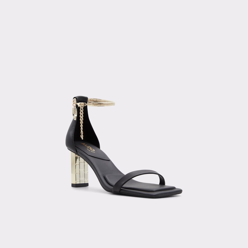 Black Aldo Dore Strap Heeled Sandal Heels | 79THCPSWK