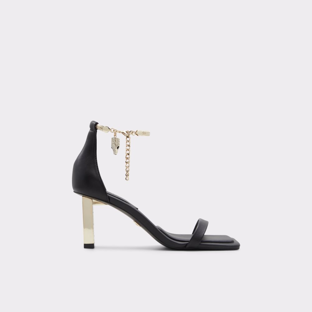 Black Aldo Dore Strap Heeled Sandal Heels | 79THCPSWK