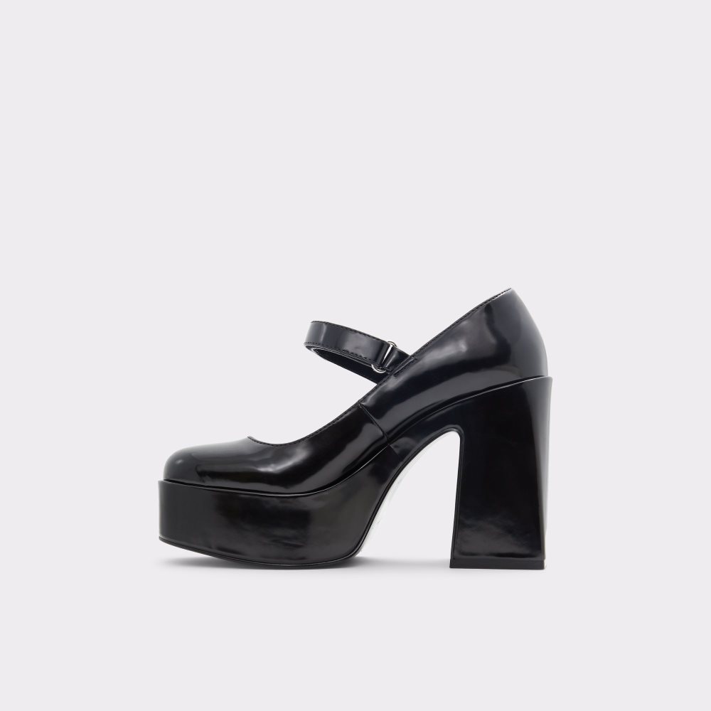 Black Aldo Dorothee Heeled Mary Janes - Plateforme Platform Shoes | 51CWUTAVH