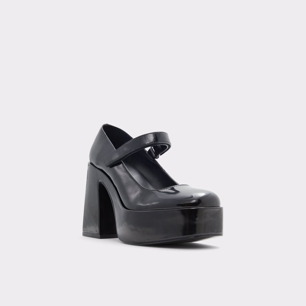 Black Aldo Dorothee Heeled Mary Janes - Plateforme Platform Shoes | 51CWUTAVH