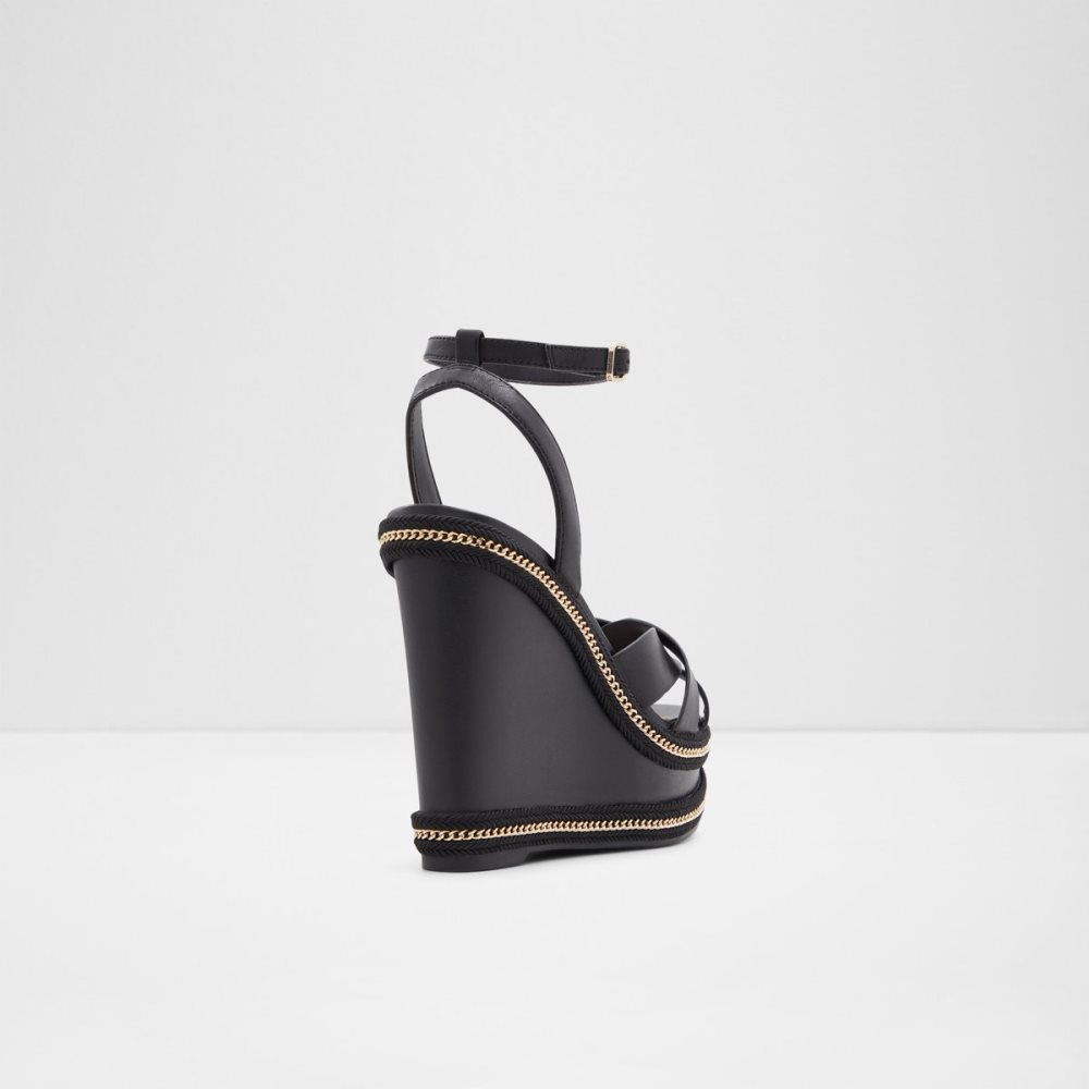 Black Aldo Droyers Wedge Sandal - Wedge Sandals | 24WKFVIJB