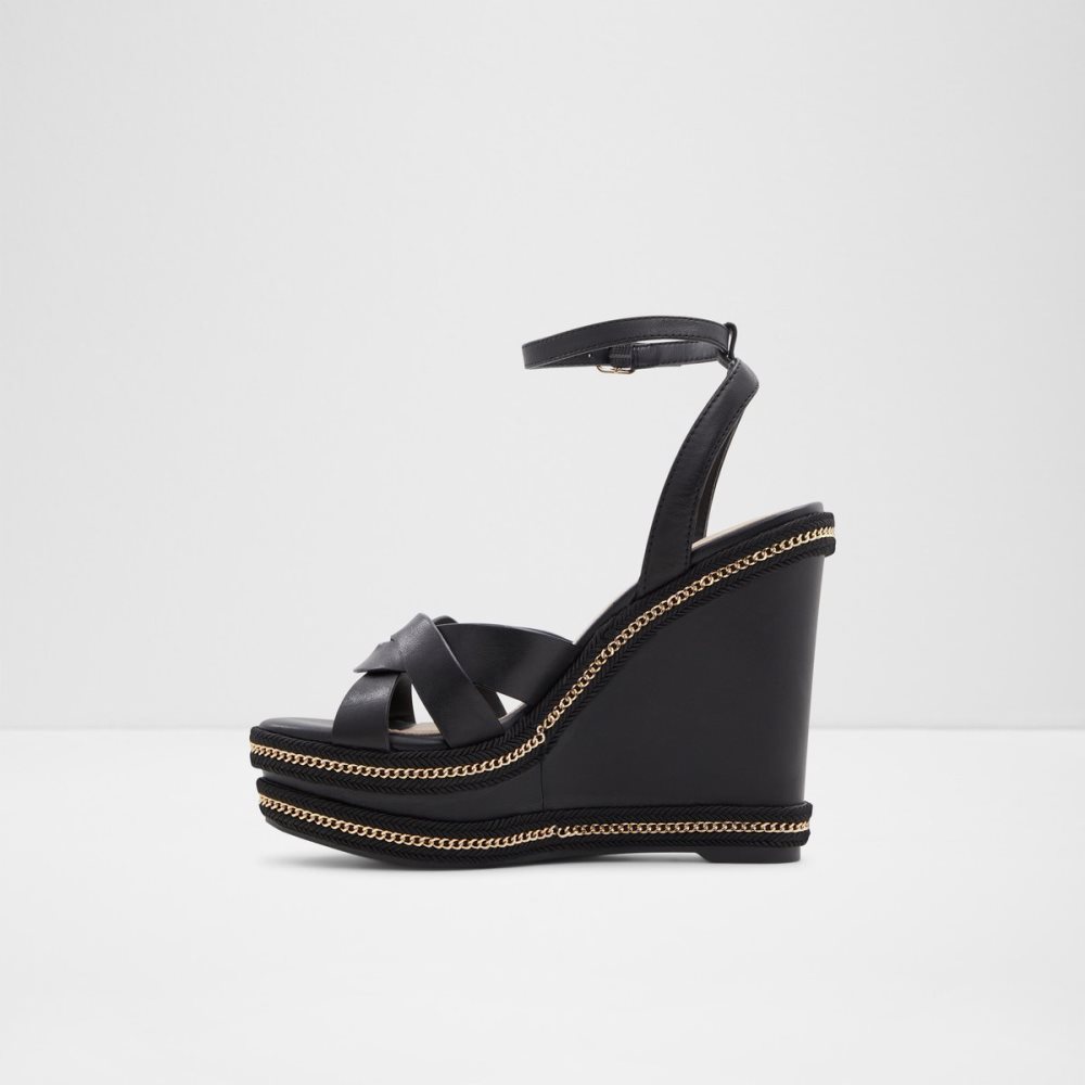 Black Aldo Droyers Wedge Sandal - Wedge Sandals | 24WKFVIJB