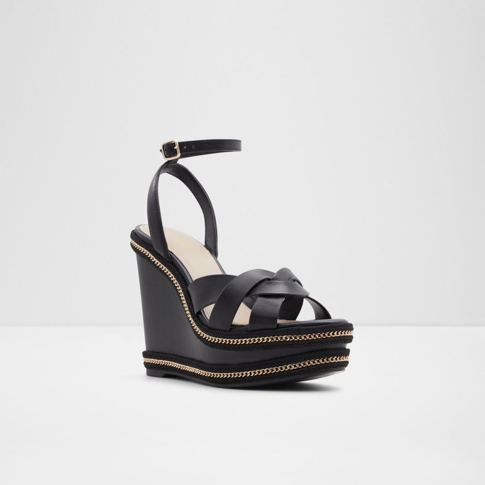 Black Aldo Droyers Wedge Sandal - Wedge Sandals | 24WKFVIJB