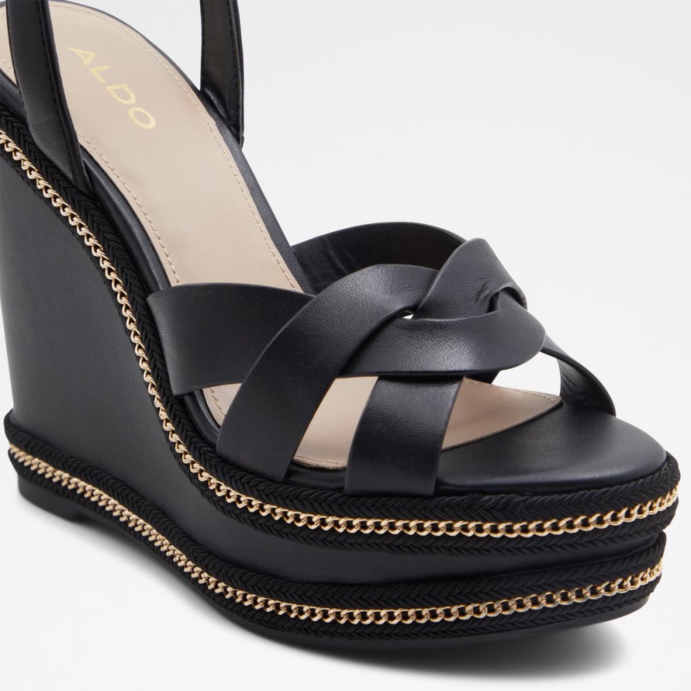 Black Aldo Droyers Wedge Sandal - Wedge Sandals | 24WKFVIJB