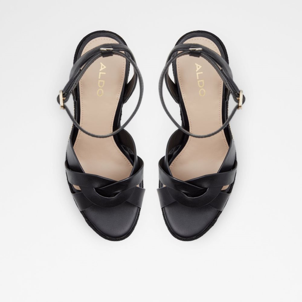 Black Aldo Droyers Wedge Sandal - Wedge Sandals | 24WKFVIJB