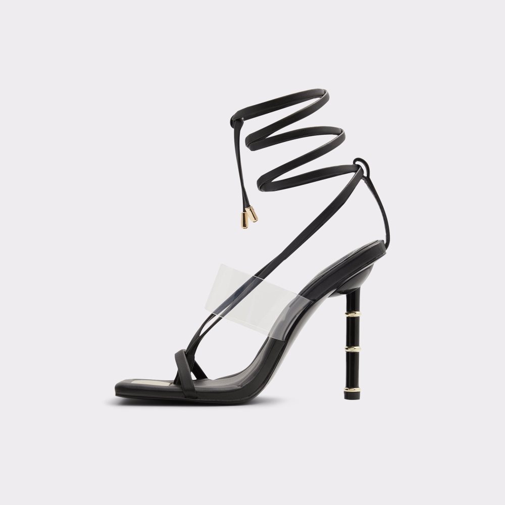 Black Aldo Elektra Strappy Heeled Sandal Sandals | 61QMDRKXN