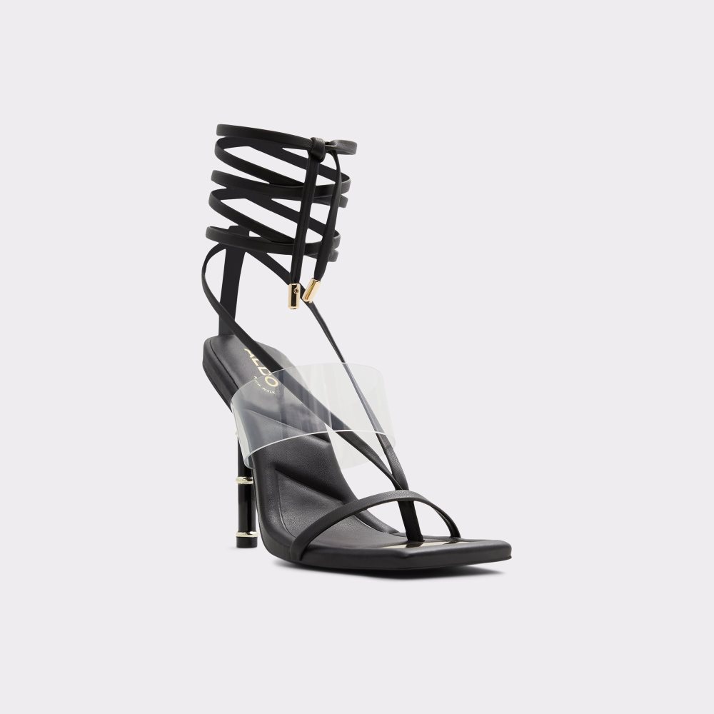 Black Aldo Elektra Strappy Heeled Sandal Sandals | 61QMDRKXN