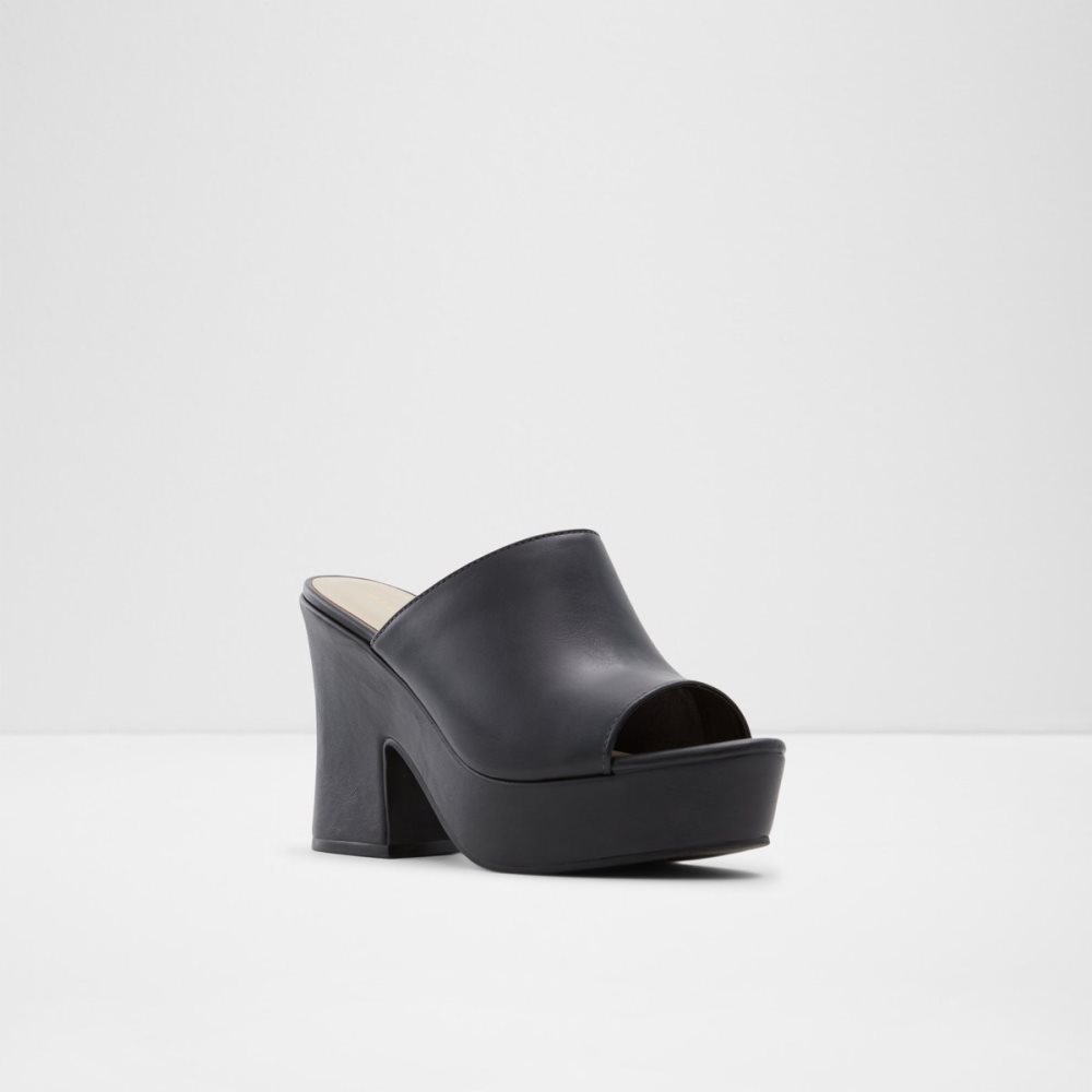 Black Aldo Ellara High Slide Sandal - Platform Shoes | 50ONLJCBY