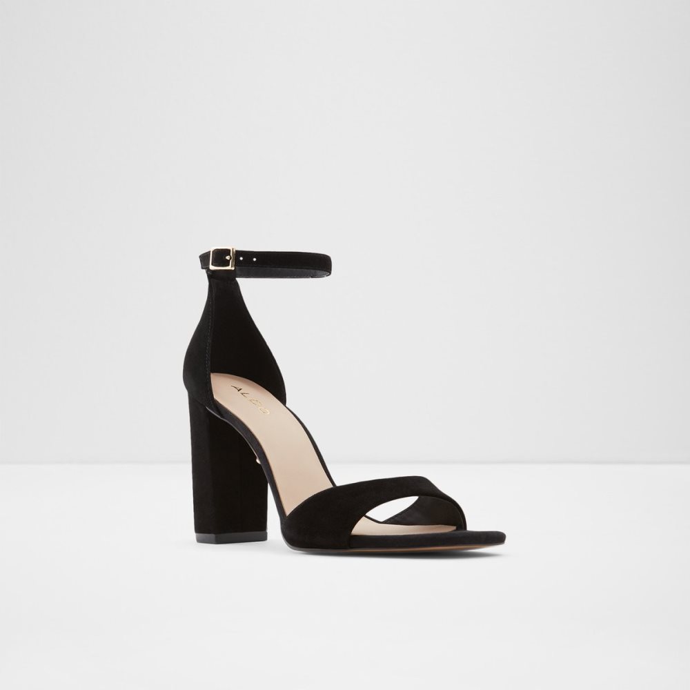 Black Aldo Enaegyn Strap Heeled Sandal - Cup Sole Block Heels | 97KTDLRQF