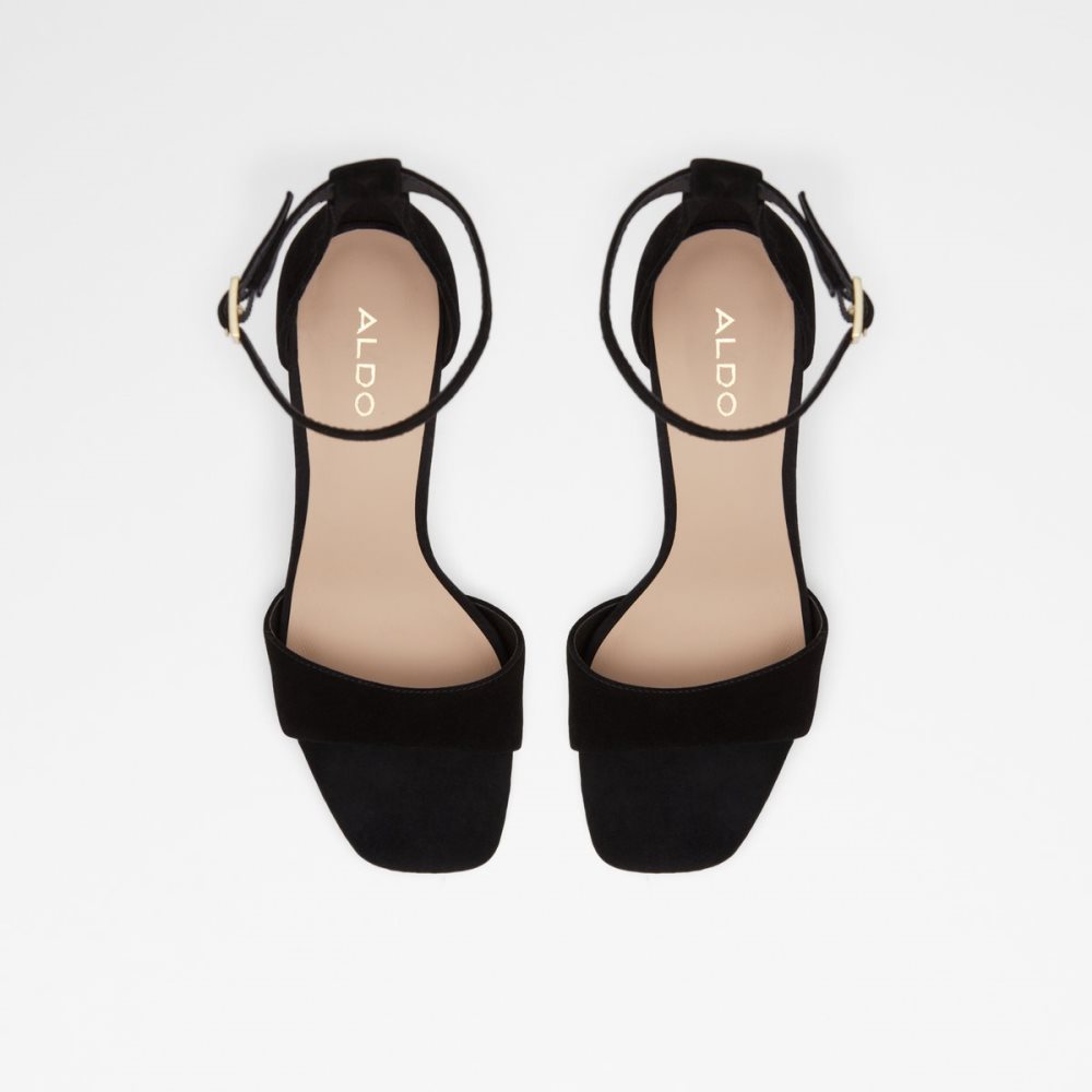 Black Aldo Enaegyn Strap Heeled Sandal - Cup Sole Block Heels | 97KTDLRQF