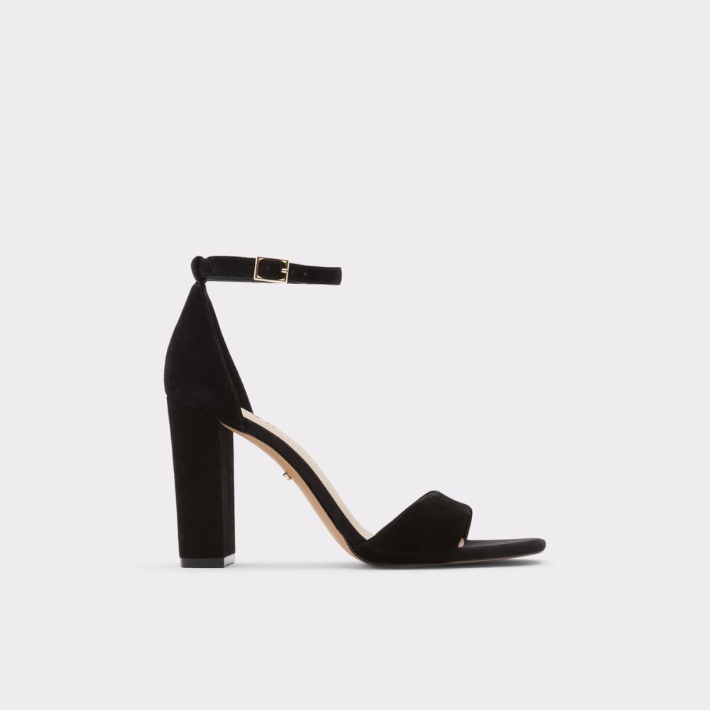 Black Aldo Enaegyn Strap Heeled Sandal - Cup Sole Block Heels | 97KTDLRQF