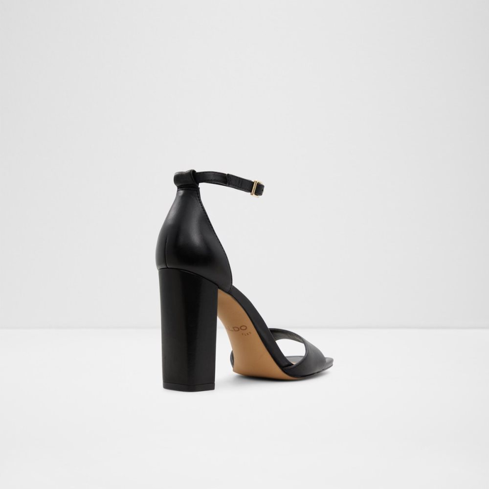 Black Aldo Enaegyn Strap Heeled Sandal - Cup Sole Block Heels | 98SHWALIQ