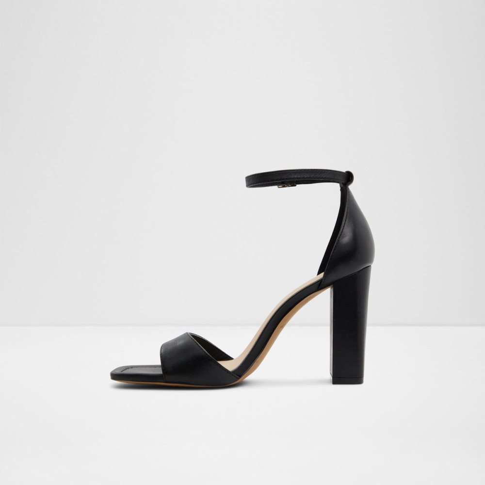 Black Aldo Enaegyn Strap Heeled Sandal - Cup Sole Block Heels | 98SHWALIQ