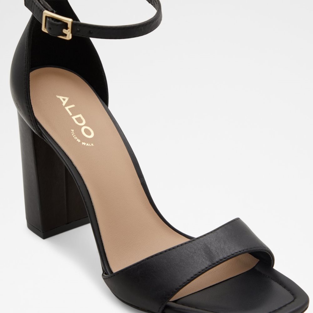 Black Aldo Enaegyn Strap Heeled Sandal - Cup Sole Block Heels | 98SHWALIQ