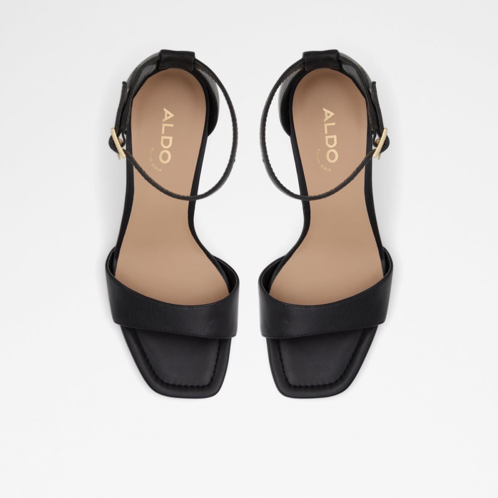 Black Aldo Enaegyn Strap Heeled Sandal - Cup Sole Block Heels | 98SHWALIQ