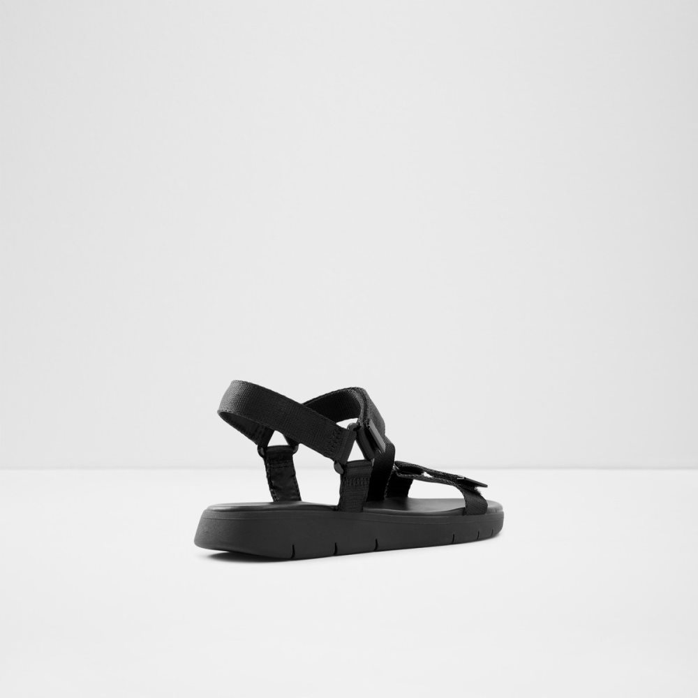 Black Aldo Eoweniel Strappy Flat Sandal Sandals | 07ACJVYUB