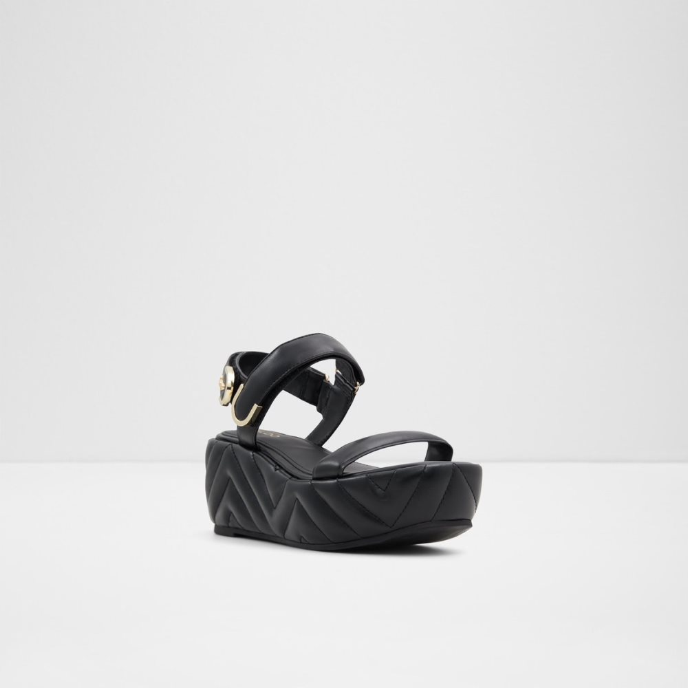 Black Aldo Eroellan Wedge Sandal - Sandals | 49HVGXDTQ