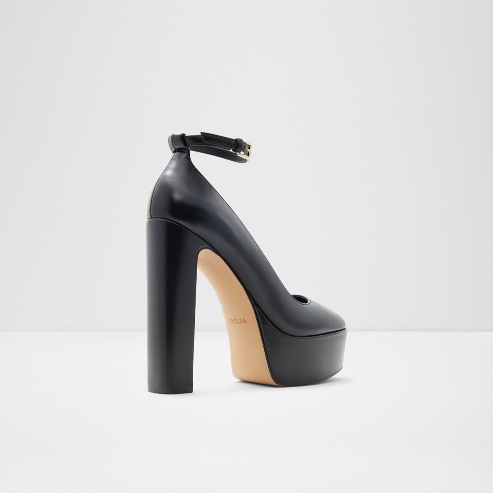 Black Aldo Fonda Strap Heeled - Plateforme Platform Shoes | 19ZXSNTVO