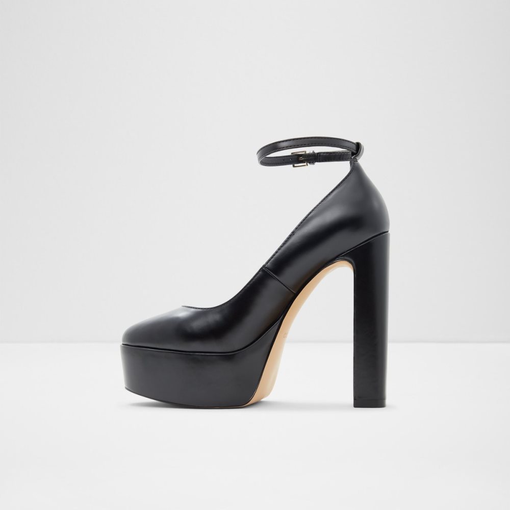 Black Aldo Fonda Strap Heeled - Plateforme Platform Shoes | 19ZXSNTVO