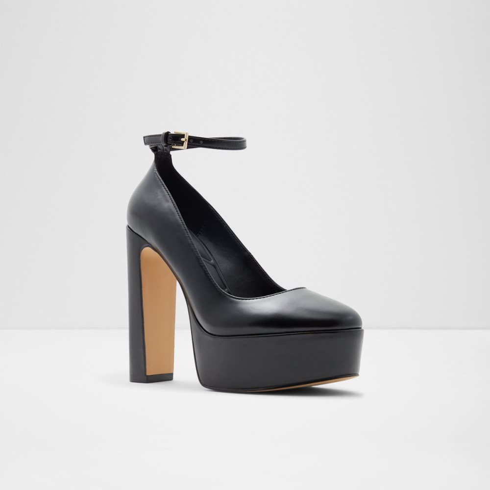 Black Aldo Fonda Strap Heeled - Plateforme Platform Shoes | 19ZXSNTVO