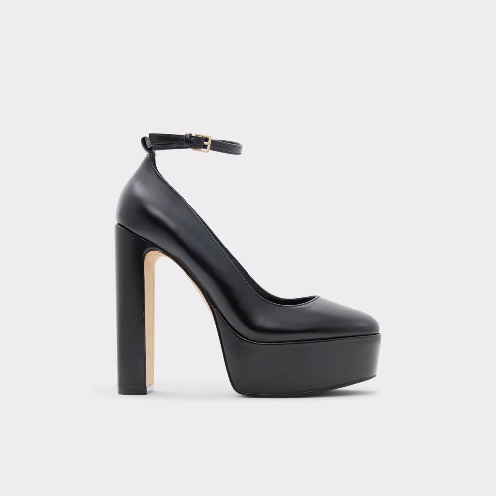 Black Aldo Fonda Strap Heeled - Plateforme Platform Shoes | 19ZXSNTVO