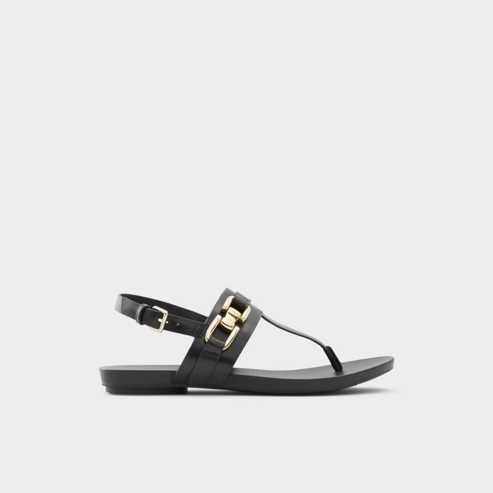 Black Aldo Gannamaryn T-strap Sandal Sandals | 03LDECGWF