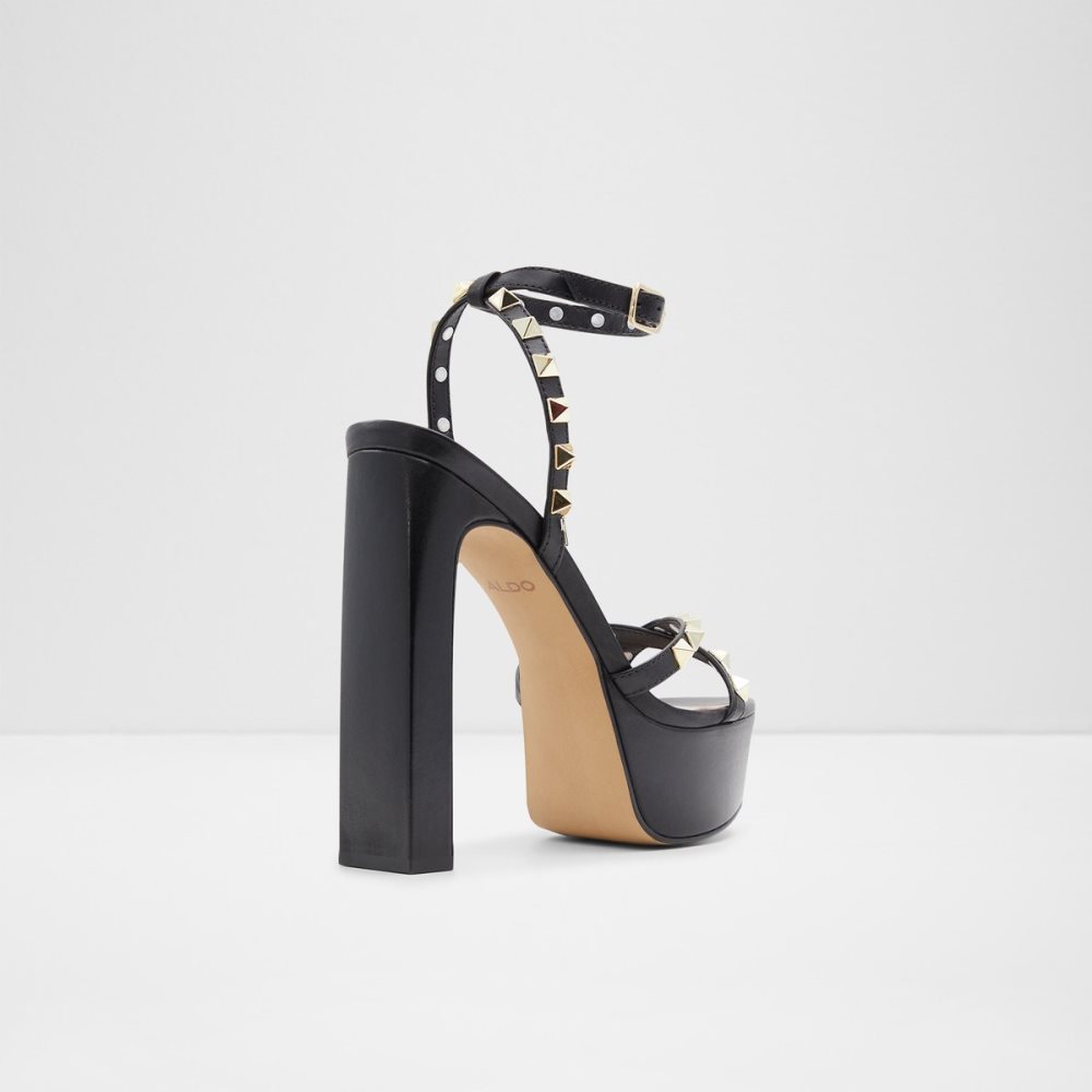 Black Aldo Geegully Strap Heeled Sandal - Plateforme Platform Shoes | 10QJGBLFA