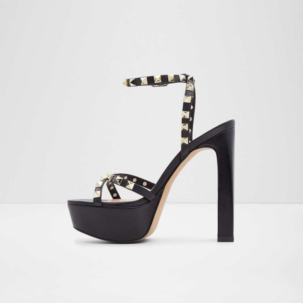 Black Aldo Geegully Strap Heeled Sandal - Plateforme Platform Shoes | 10QJGBLFA