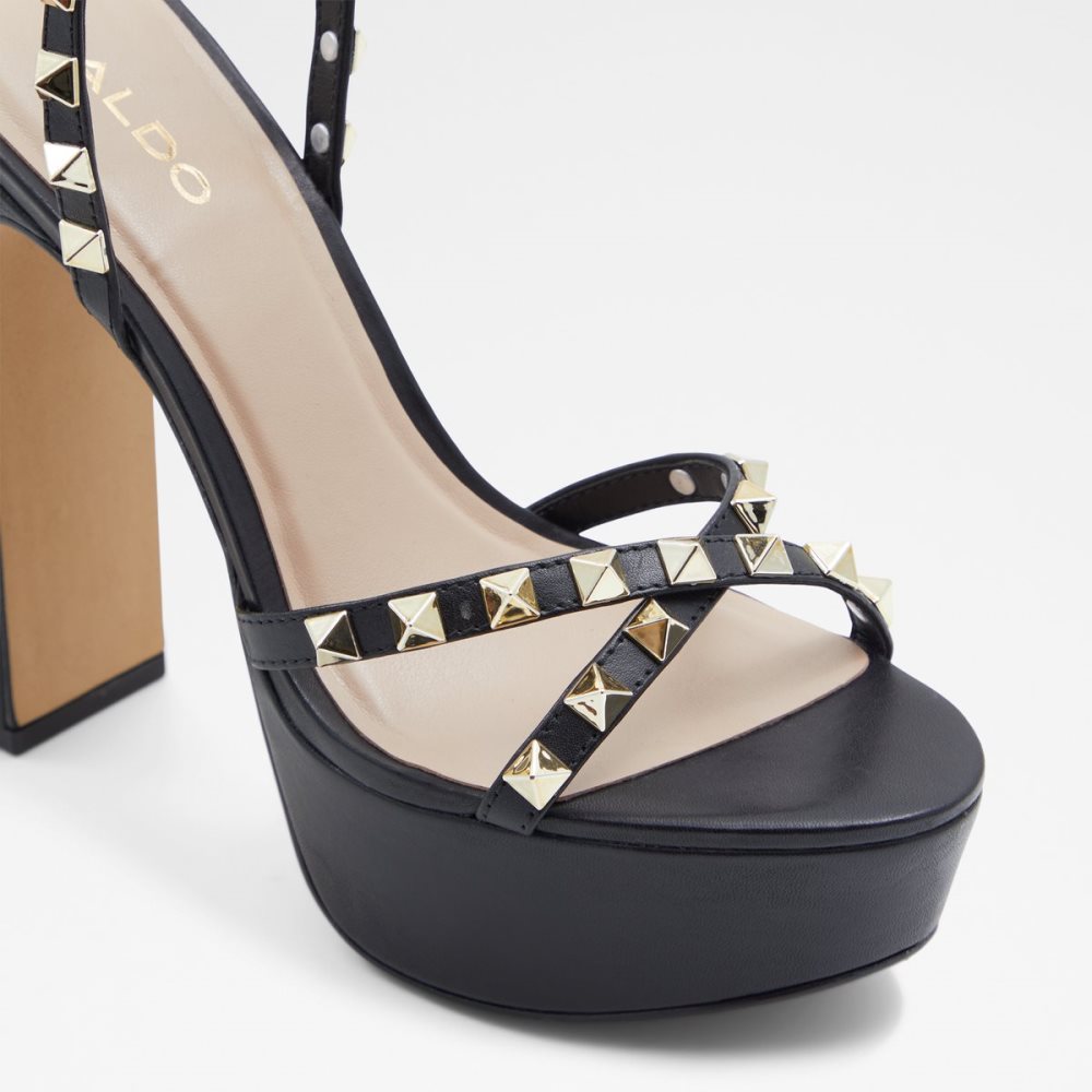 Black Aldo Geegully Strap Heeled Sandal - Plateforme Platform Shoes | 10QJGBLFA