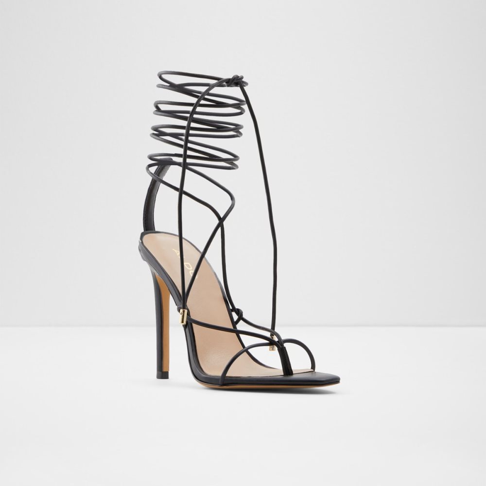 Black Aldo Glaosa Strappy Heeled Sandal - Stiletto Sandals | 53UPOEALM